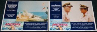 Midway 1976 Lobby Card Set Of 2 Charlton Heston Henry Fonda Air Force
