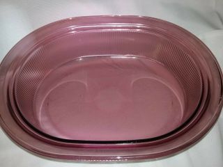 PYREX Visions Cranberry 4 Quart Oval ROASTER with Lid by CORNING,  Dutch Oven,  USA 4