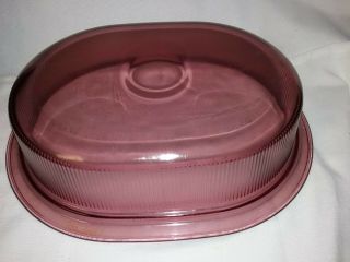PYREX Visions Cranberry 4 Quart Oval ROASTER with Lid by CORNING,  Dutch Oven,  USA 5