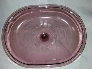 PYREX Visions Cranberry 4 Quart Oval ROASTER with Lid by CORNING,  Dutch Oven,  USA 6