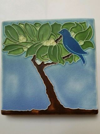 6 " X 6 " Motawi Tileworks Art Tile - Blue Bird In Tree