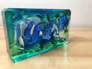 TITTOT Rare Boxed Blue/Green Dragon Crystal Glass Signed 8