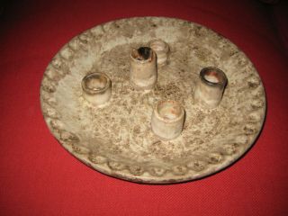 Mccarty Pottery Candle Plate Nutmeg Thumbprints Rivermark Signed 5 Five Holders