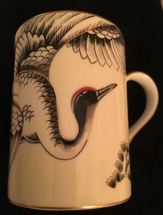 2 Vintage Fitz And Floyd " Crane With Pine " Fine Porcelain Mugs Japan 181