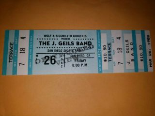 1982 The J.  Geils Band Ticket.  San Diego