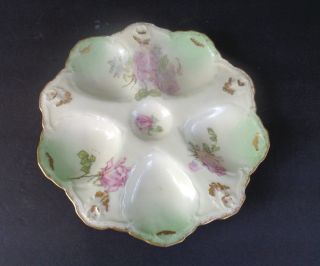 Lovely 6 Well Oyster Plate,  Limoges France,  Cabbage Roses Ls&s Limoges (b)