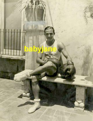 163 Rudolph Valentino In Tank Top & Shorts Wearing Boxing Gloves Beefcake Photo