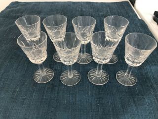 Set Of 8 Vintage Waterford 3 1/2 " Lismore Cut Crystal Cordial Glasses Stems