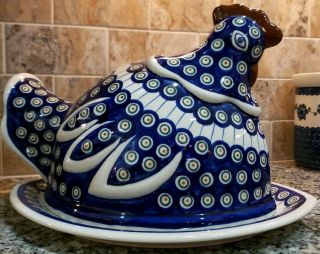 Polish Pottery Stoneware Boleslawiec Chicken Baking Dish