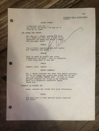 Robbin Williams,  Hand Signed 8x10 Movie Script Page.  Signed In Black Sharpie