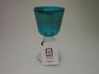 VINTAGE MDINA ART GLASS GOBLET - HAND MADE IN MALTA - SIGNED AND DATED 1976 2