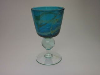 VINTAGE MDINA ART GLASS GOBLET - HAND MADE IN MALTA - SIGNED AND DATED 1976 4