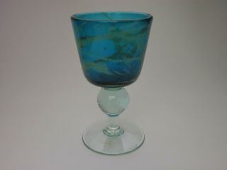 VINTAGE MDINA ART GLASS GOBLET - HAND MADE IN MALTA - SIGNED AND DATED 1976 5