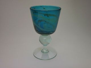 VINTAGE MDINA ART GLASS GOBLET - HAND MADE IN MALTA - SIGNED AND DATED 1976 6