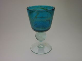 VINTAGE MDINA ART GLASS GOBLET - HAND MADE IN MALTA - SIGNED AND DATED 1976 7