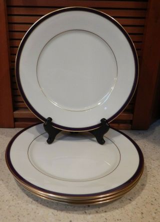 Set Of 4 Annapolis Blue Dinner Plates 10 3/4 " Oxford Division Of Lenox