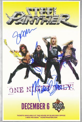 Steel Panther Autographed Concert Poster Michael Starr,  Satchel,  Butt Metal