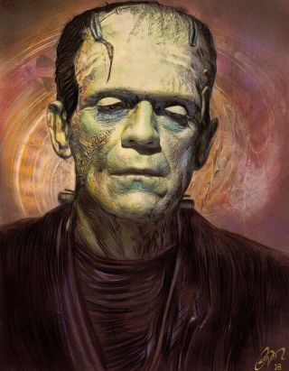1/50 Boris Karloff Bride Of Frankenstein Art Print W/coa Sgn Frederick Cooper