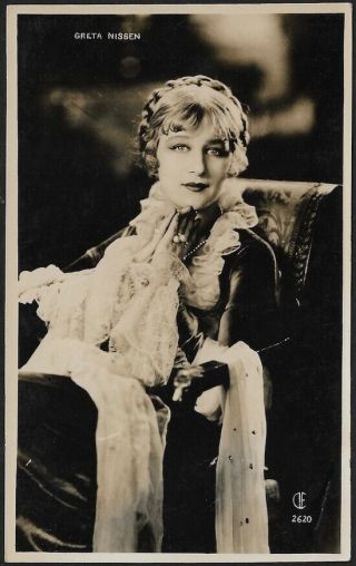 Vintage 1920s French Rppc Real Photo Postcard Silent Film Actress Greta Nissen