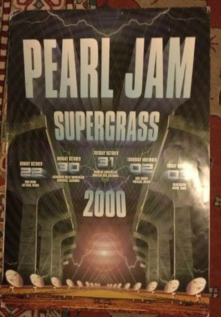 Pearl Jam Rare 2000 Concert Poster Bill Graham Presents Signed By Rex Ray