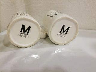 Rae Dunn First Edition M Stamp Set Of 2 Mugs Hubby & Wifey SHIPS 3