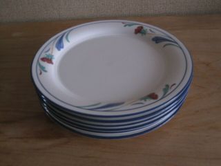 Set Of 6 Lenox Chinastone Poppies On Blue Salad Plates 8 - 1/4 "