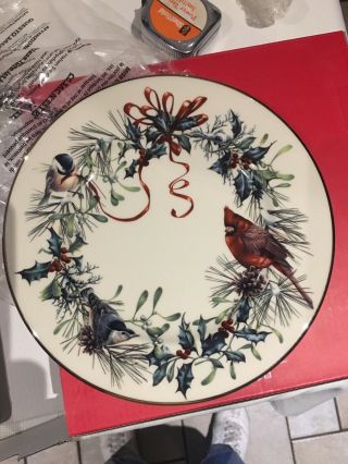 Set Of 6 Lenox Winter Greetings 8 " Salad Desert Plates Cardinal