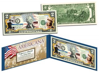 John Wayne Americana Legal Tender Colorized Licensed U.  S.  $2 Bill