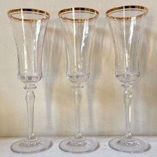Mikasa Jamestown Clear (gold) Champagne Flutes 3 Discontinued