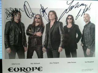Europe Authentic Hand Signed Autograph 8x10 Photo - Hand Signed By All 5 Members