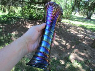 Imperial Ripple Antique Carnival Art Glass Vase Electric Purple Extremely Pretty