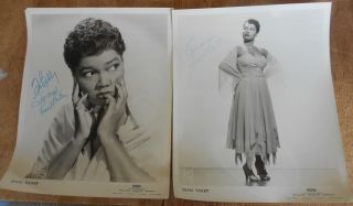 Vintage Pair Autographed Photograph Pearl Bailey Jazz Singer