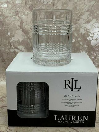 Ralph Lauren Glenplaid Double Old Fashioned Crystal Glasses Set Of 4 Nib