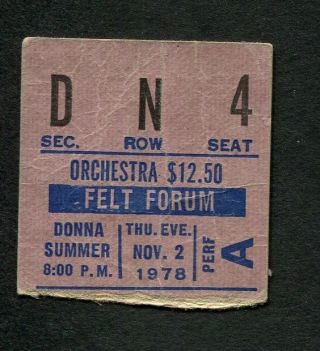 Donna Summer 1978 Concert Ticket Stub Felt Forum Once Upon A Time