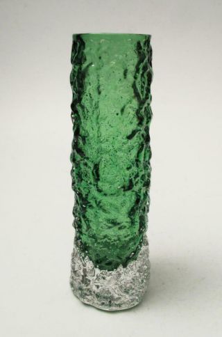 Whitefriars Glass Green Textured Bark Vase Geoffrey Baxter 9729 Mid Century