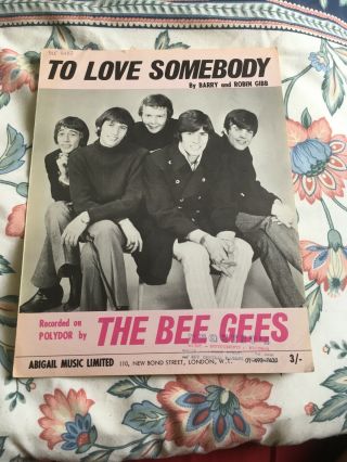 Bee Gees To Love Somebody Polydor Sheet Music Barry And Robin Gibb