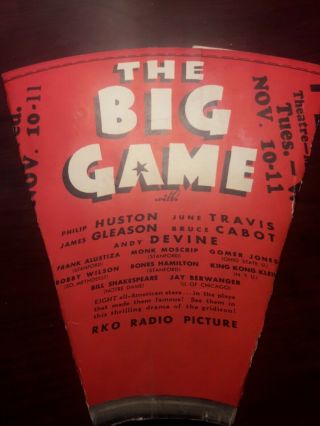 Rare Megaphone Promotional Item For The Big Game Movie - 1936 - Football Stars