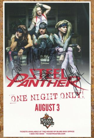 Steel Panther Autographed Gig Poster Michael Starr,  Satchel,  Danger Kitty