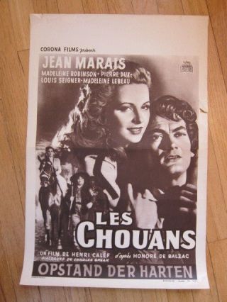Royalists Les Chouans Jean Marais Madeleine Robinson Belgian Poster 1960s