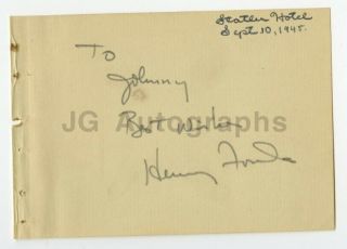 Henry Fonda - Academy Award Winning Actor - Authentic Autograph