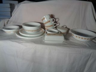 25 Pc Corelle Dinner Set By Corning Butterfly Gold