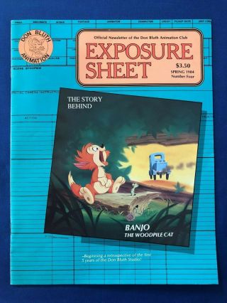 Don Bluth Animation Club Newsletter Exposure Sheet Spring 1984 Dragon 