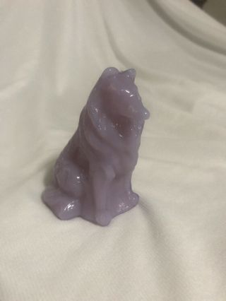 Mosser Collie / Sheltie Lavender Light Purple Glass Dog Figurine Paperweight