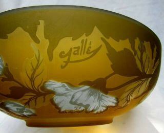 Large Vintage Signed Galle Tip Cameo Art Glass 13 Inch Center Fruit Console Bowl