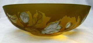 Large Vintage Signed Galle TIP cameo Art Glass 13 inch center fruit console bowl 2