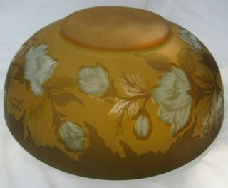 Large Vintage Signed Galle TIP cameo Art Glass 13 inch center fruit console bowl 4