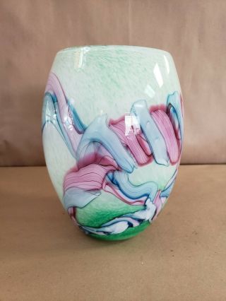 Outstanding Tom Philabaum Carlson Large 10 " Art Glass Vase Signed 1984