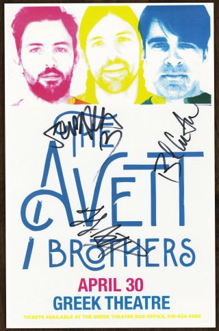 The Avett Brothers Autographed Gig Poster Seth Avett,  Scott Avett,  Bob Crawford