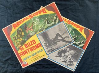 Ghost Diver James Craig Audrey Totter (2) Mexican Lobby Cards 1957