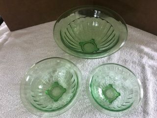 Green Depression Glass - Hazel Altas Mixing Bowls (3)